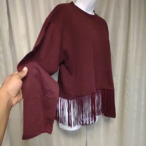 ZARA Trafaluc Burgundy Long Sleeves Top. Size M. 🆕